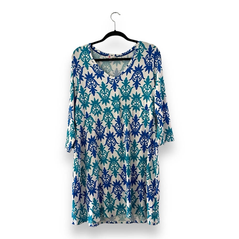 Boden Tropical Stamp Tori Jersey Stretch Printed Mini Dress Size 16/18 Long - Picture 2 of 10